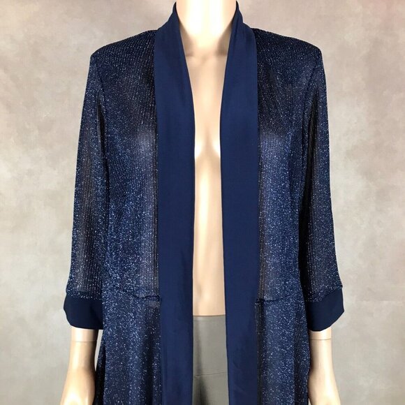 R&M RICHARDS Blue Metallic Evening Cover-Up Cardigan NEW 16W - Picture 3 of 9
